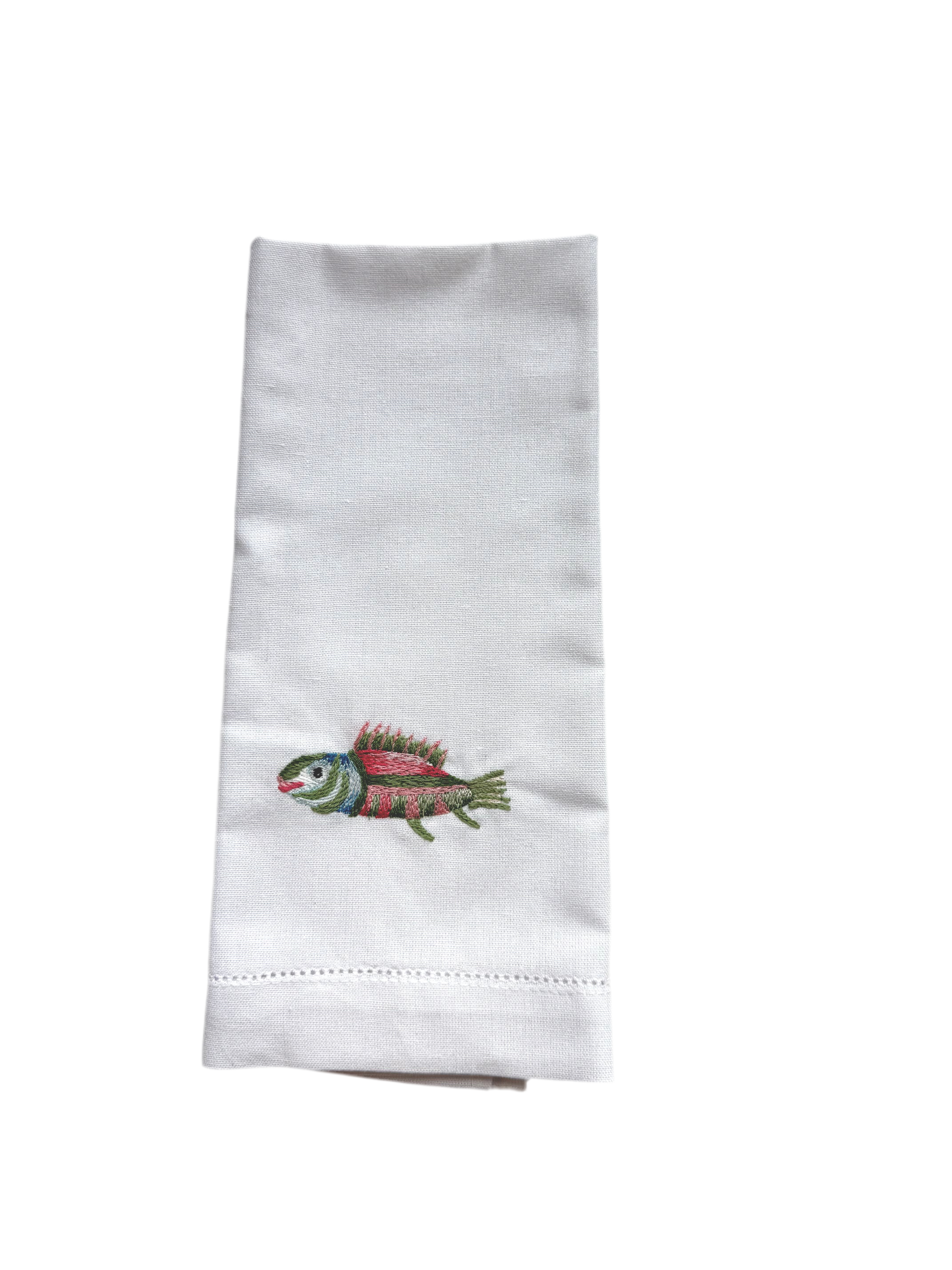 Go Fish! Embroidered Guest Towel