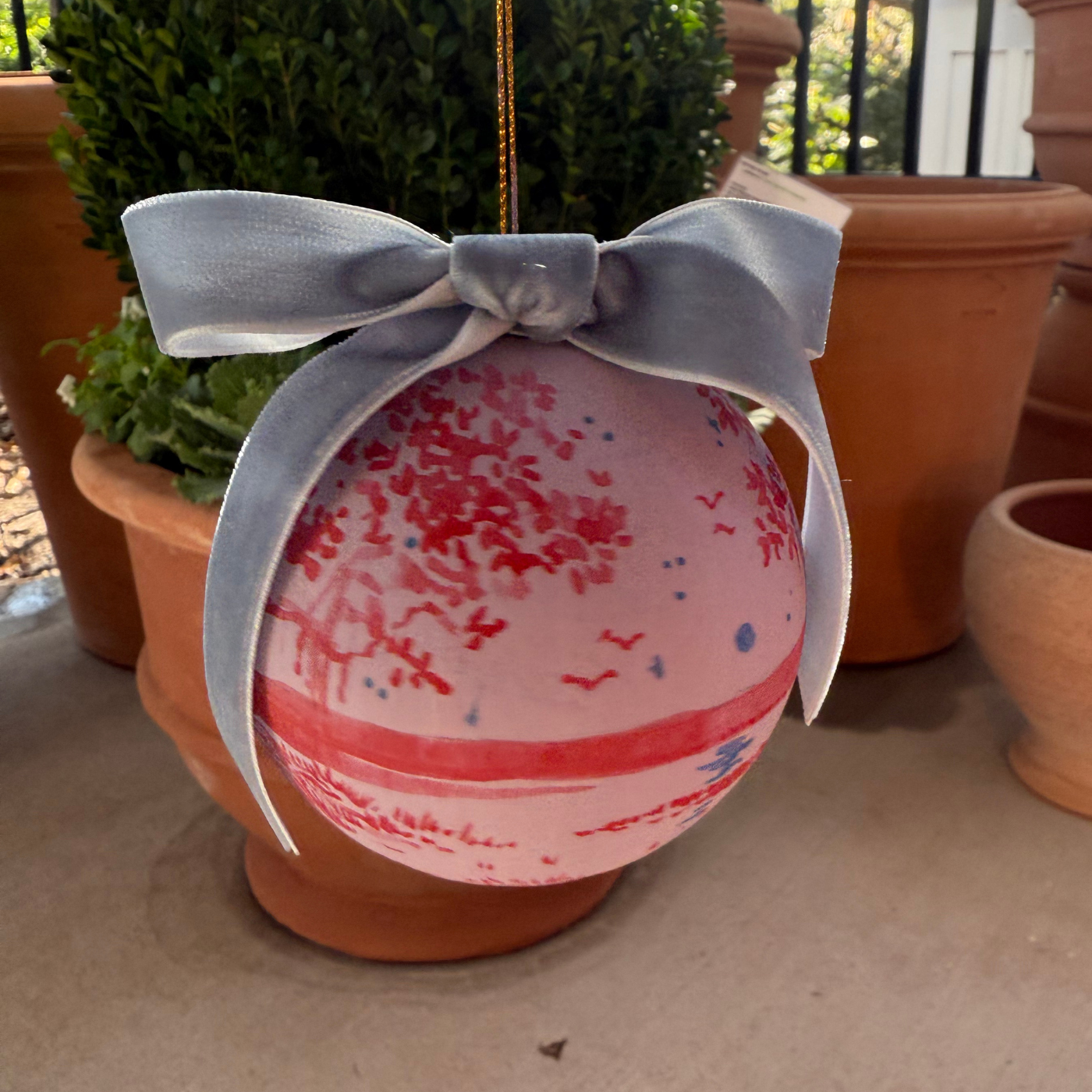 Hand-painted Ornament by Sarah Schools - Dark on Light Pink