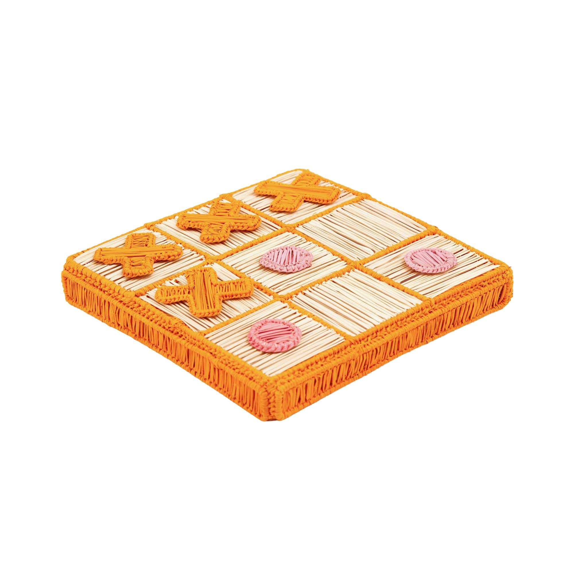 Tic Tac Toe-Board Game: Natural/Pink/Orange