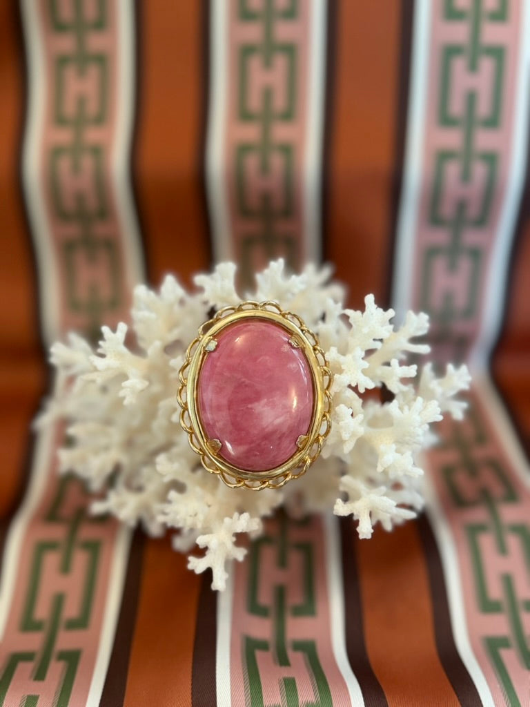 Vintage Pink Stone Gold Brooch Pin