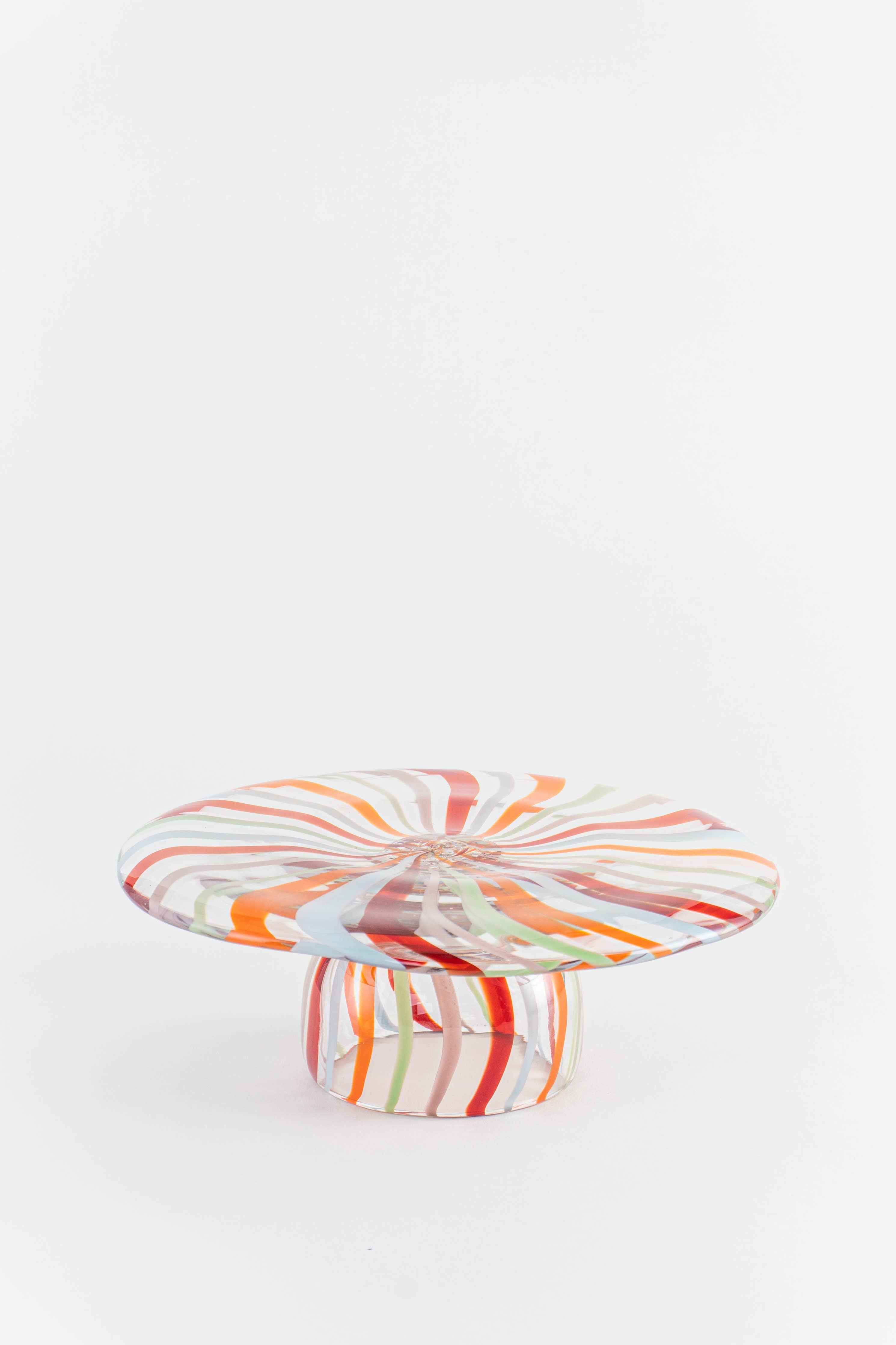Swirl Glass Reversive Cake Stand