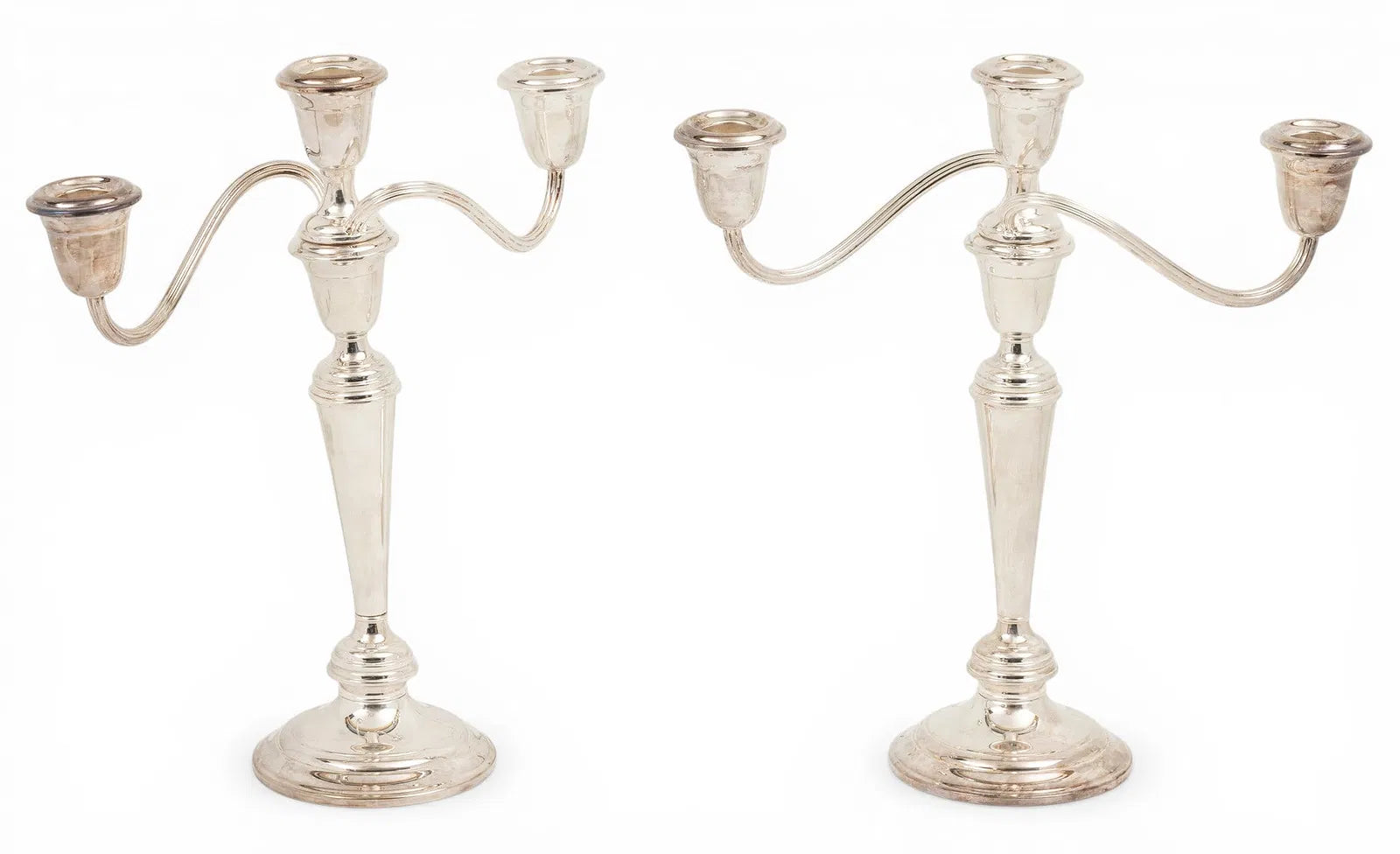 Vintage Gorham Three-Light Silverplate Candelabras, Pair