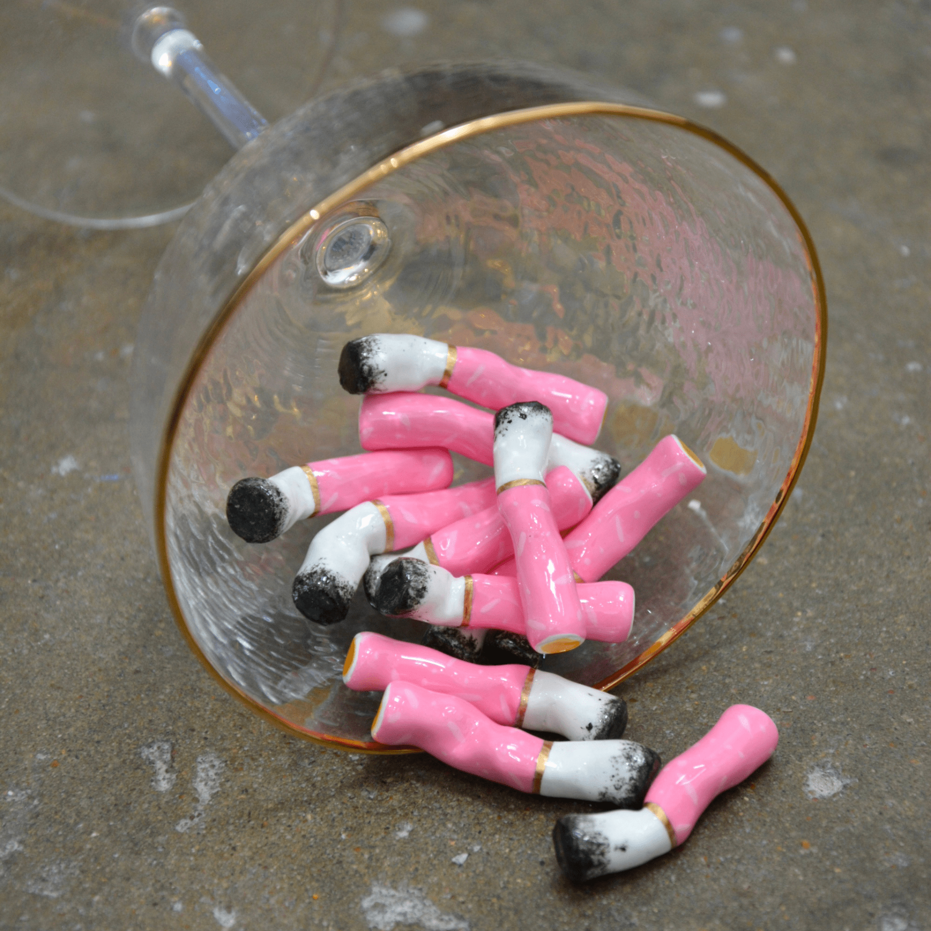Short Pink Clay Cigarette