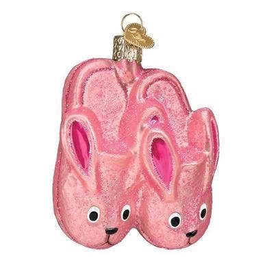 Pink Bunny Slippers Ornament