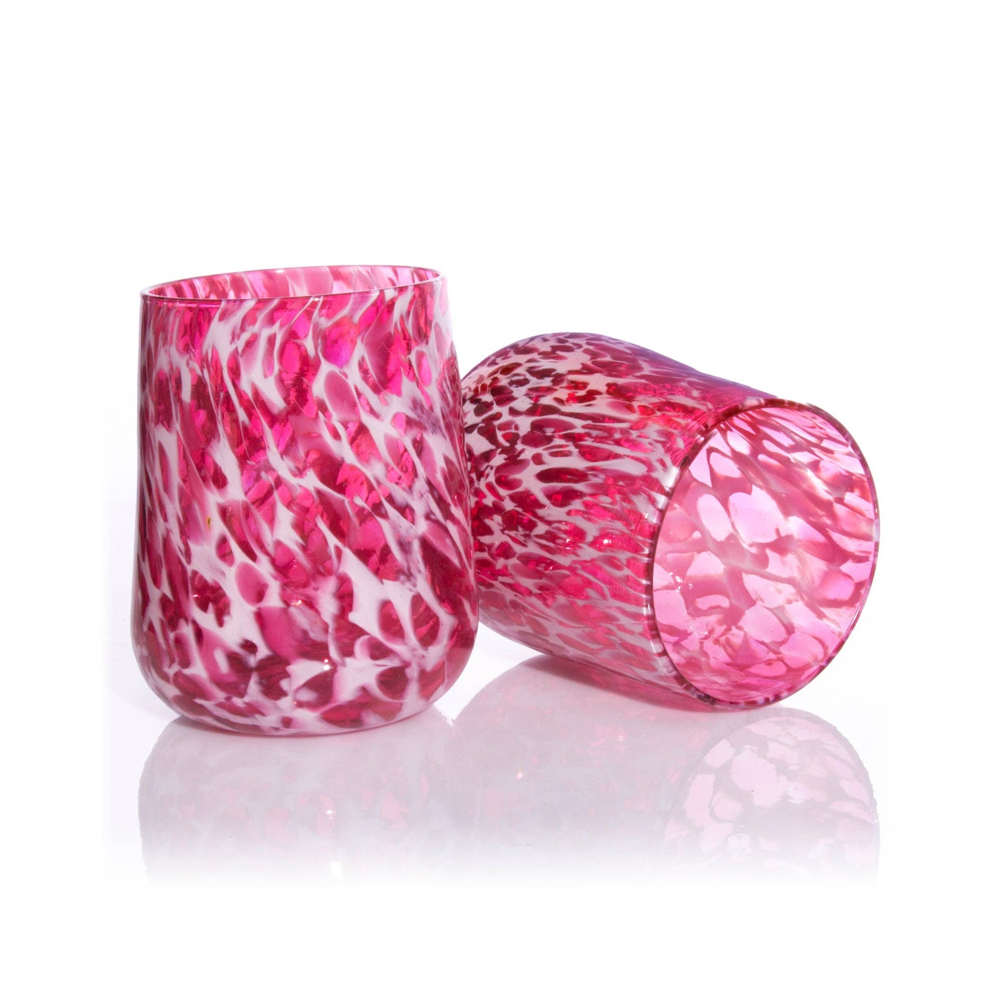 Hand Blown Stemless Wine Glass, Rose