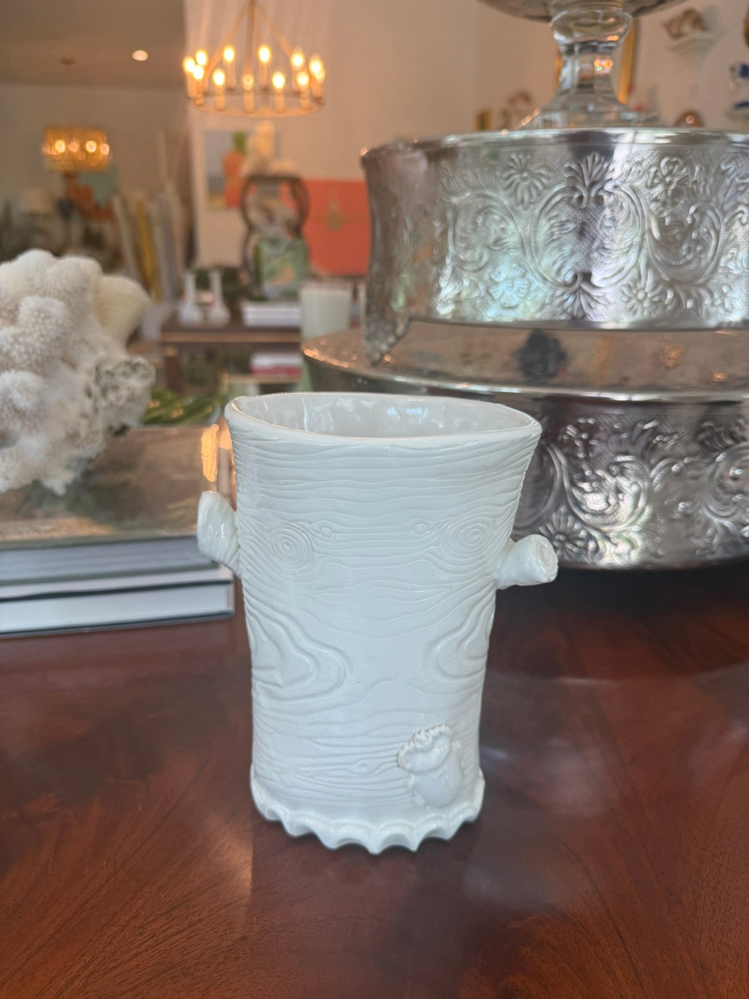 Faux Bois Vase with Bugs