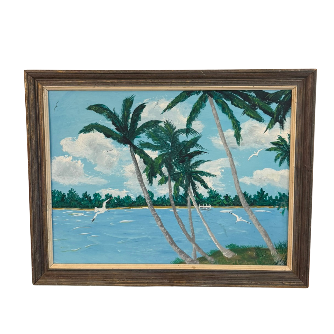 Vintage Florida Seascape Highwaymen Style Painting