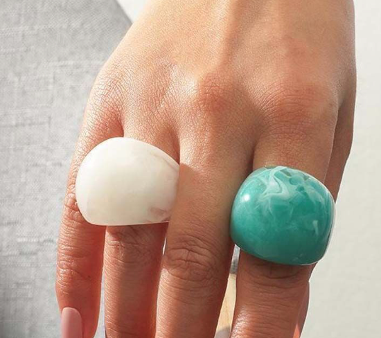 The Resin Marble Solid Ring: Turquoise