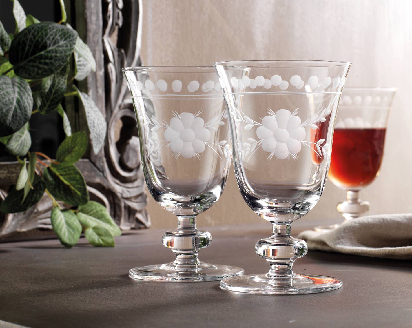 Etched Fleur Goblet