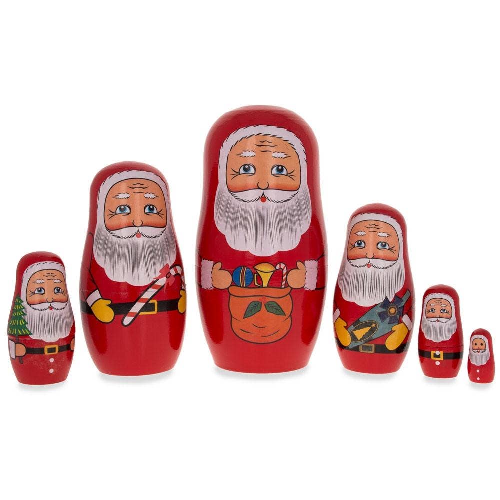 Santa with Christmas Gifts Wooden Nesting Dolls