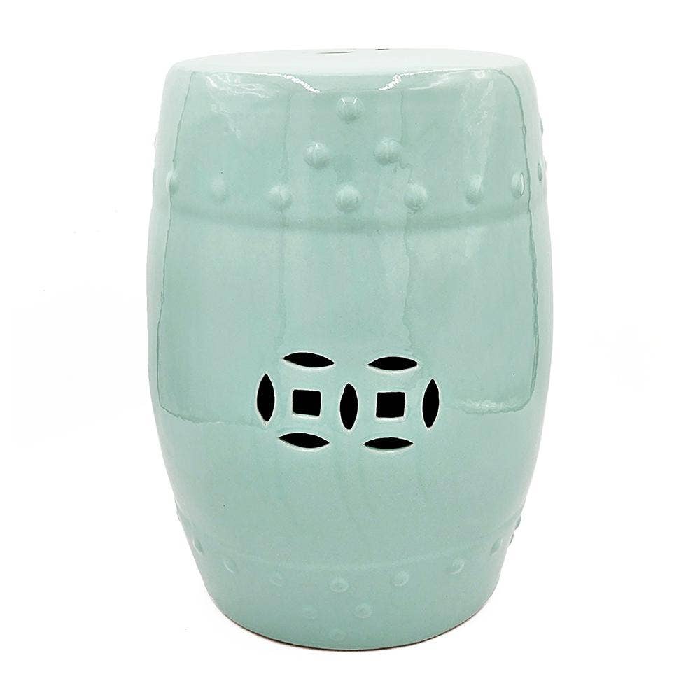 Light Blue Ceramic Barrel Stool