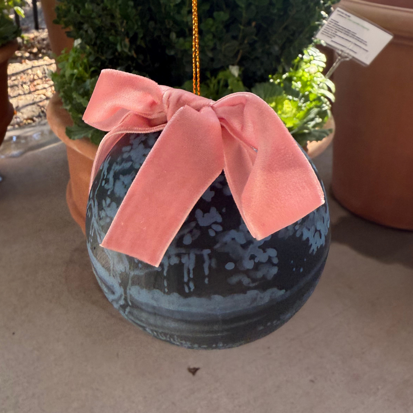 Hand-painted Ornament by Sarah Schools - Light on Dark Blue