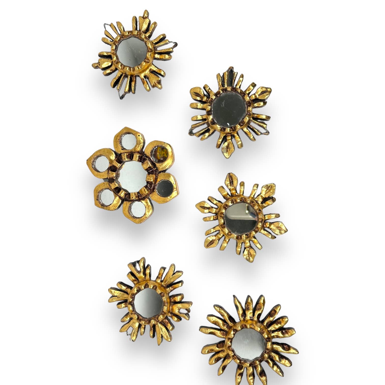 Gilded Sunburst Assorted Decorative Gold Mirrors - 5"