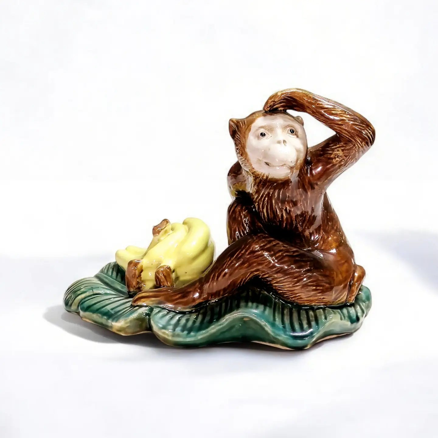 Majolica Style Monkey With Banana