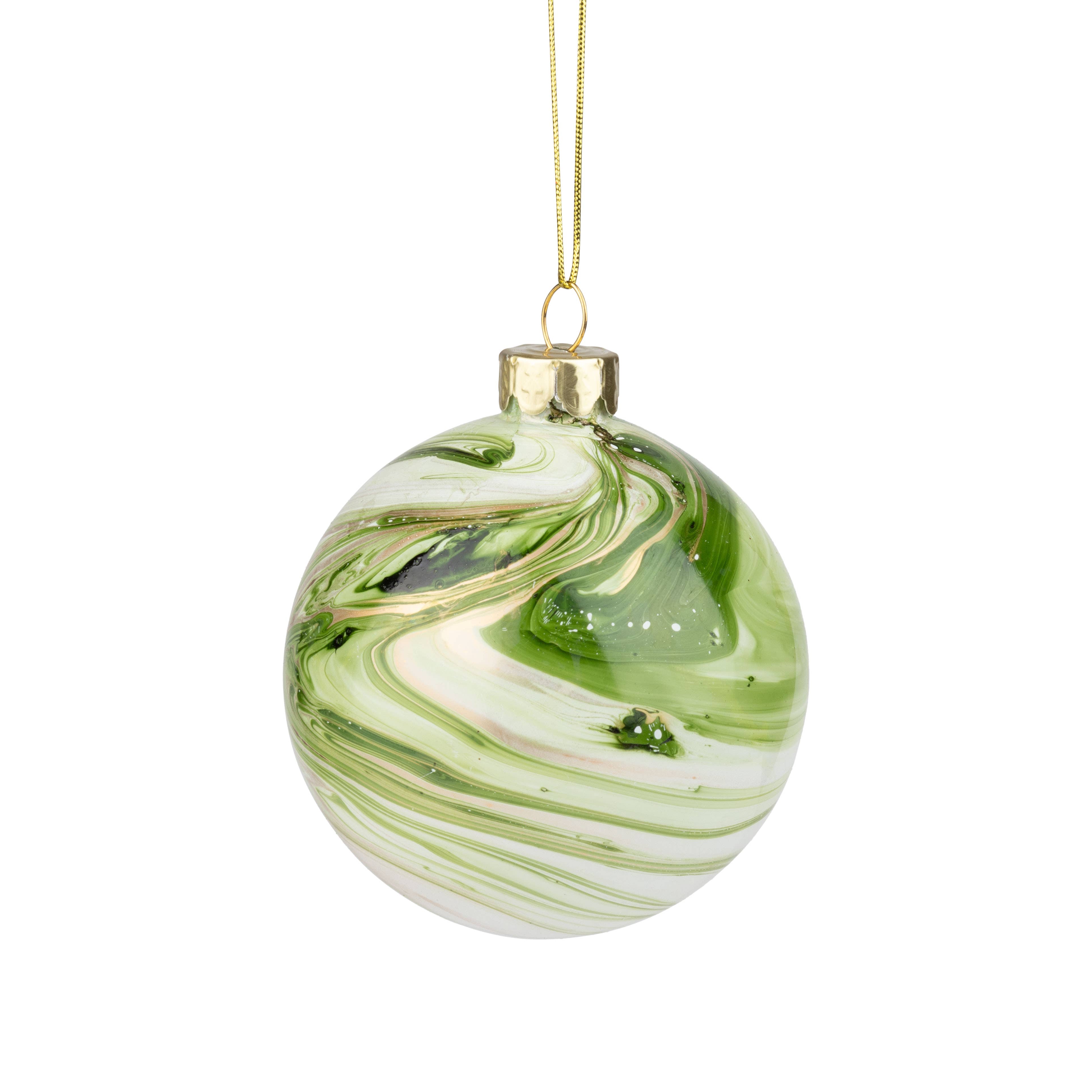 Green Marble Glass Ball Ornament