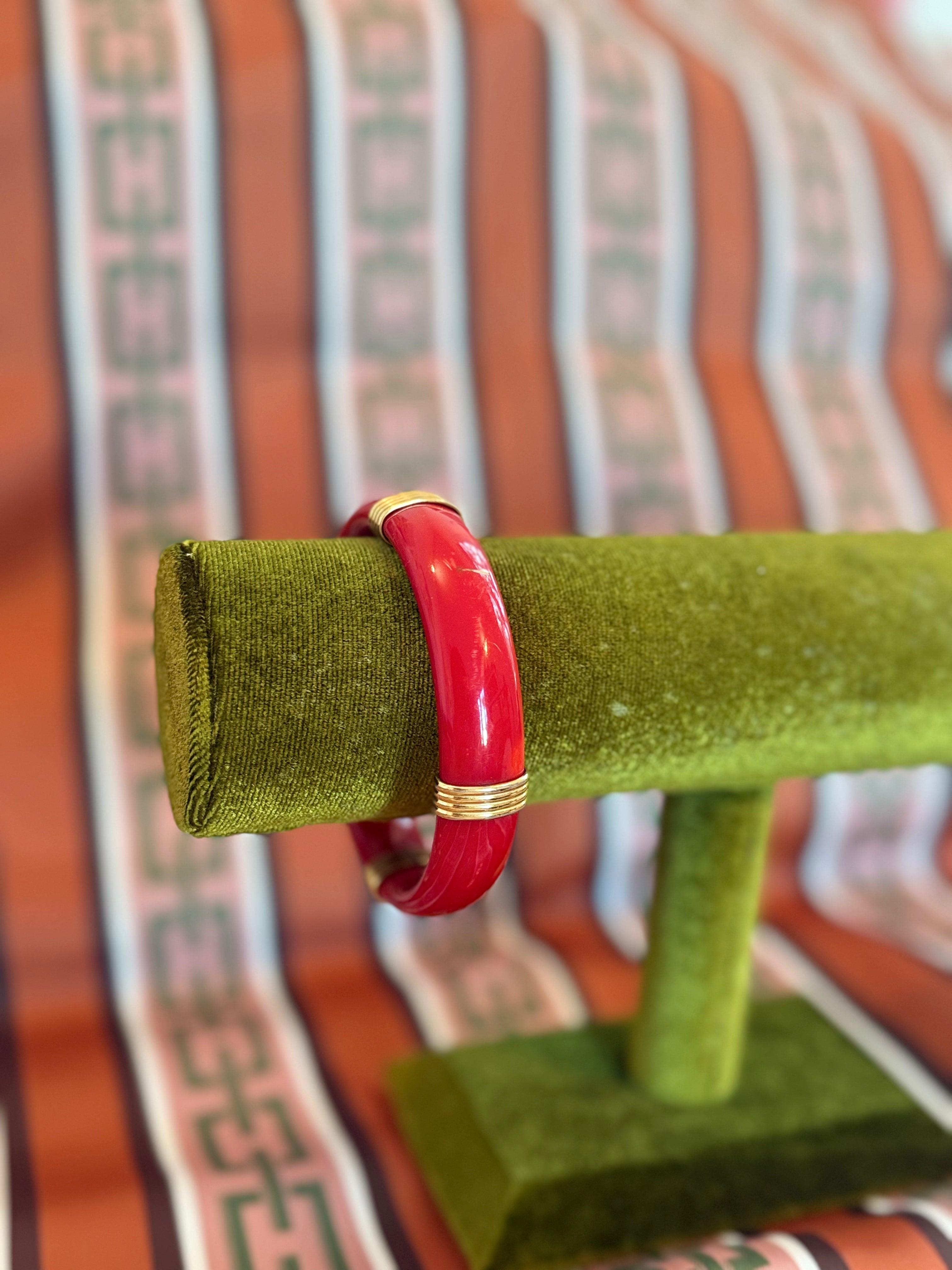 Vintage Lucite Red Bangle Bracelet