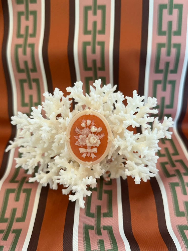 Vintage Avon Coral Cameo Silhouette Brooch