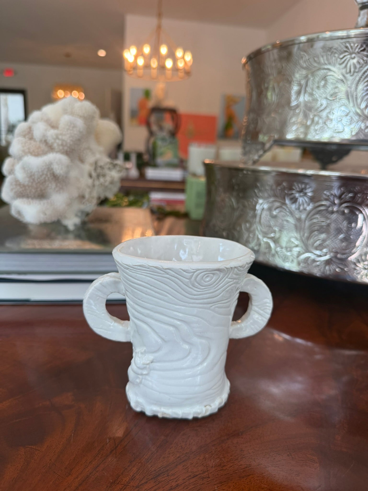 Small Faux Bois Vase with Bugs