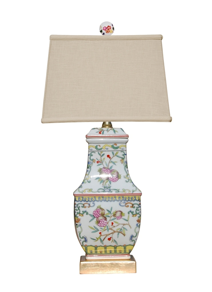 Floral Chinoiserie Pomegranate Lamp