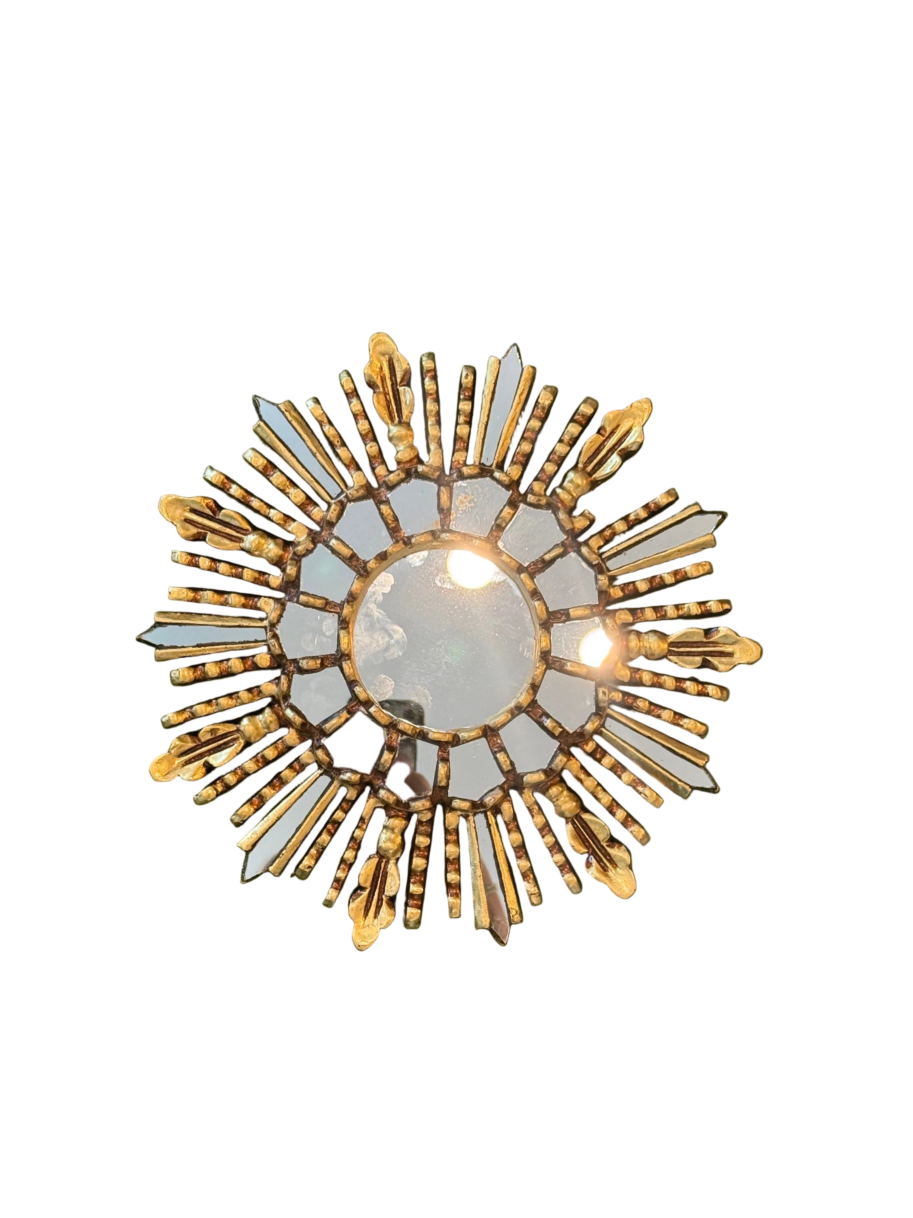 Gilded Sunburst Decorative Mirror - 12"