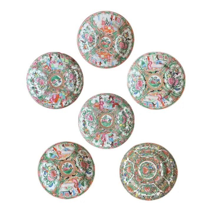 Rose Medallion Plates, Set of 6