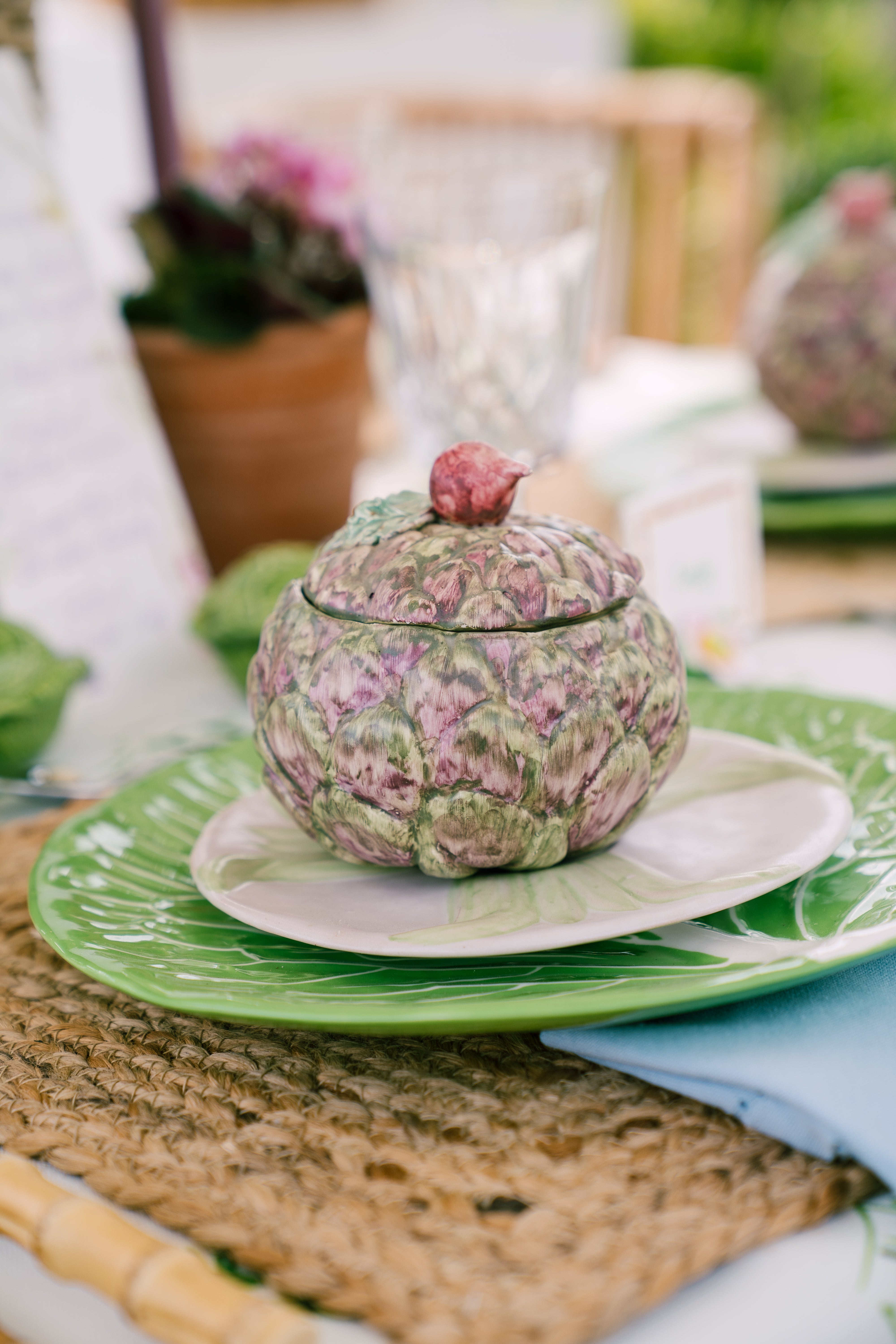 Italian Majolica Turnip Covered Dishes, Set of Six