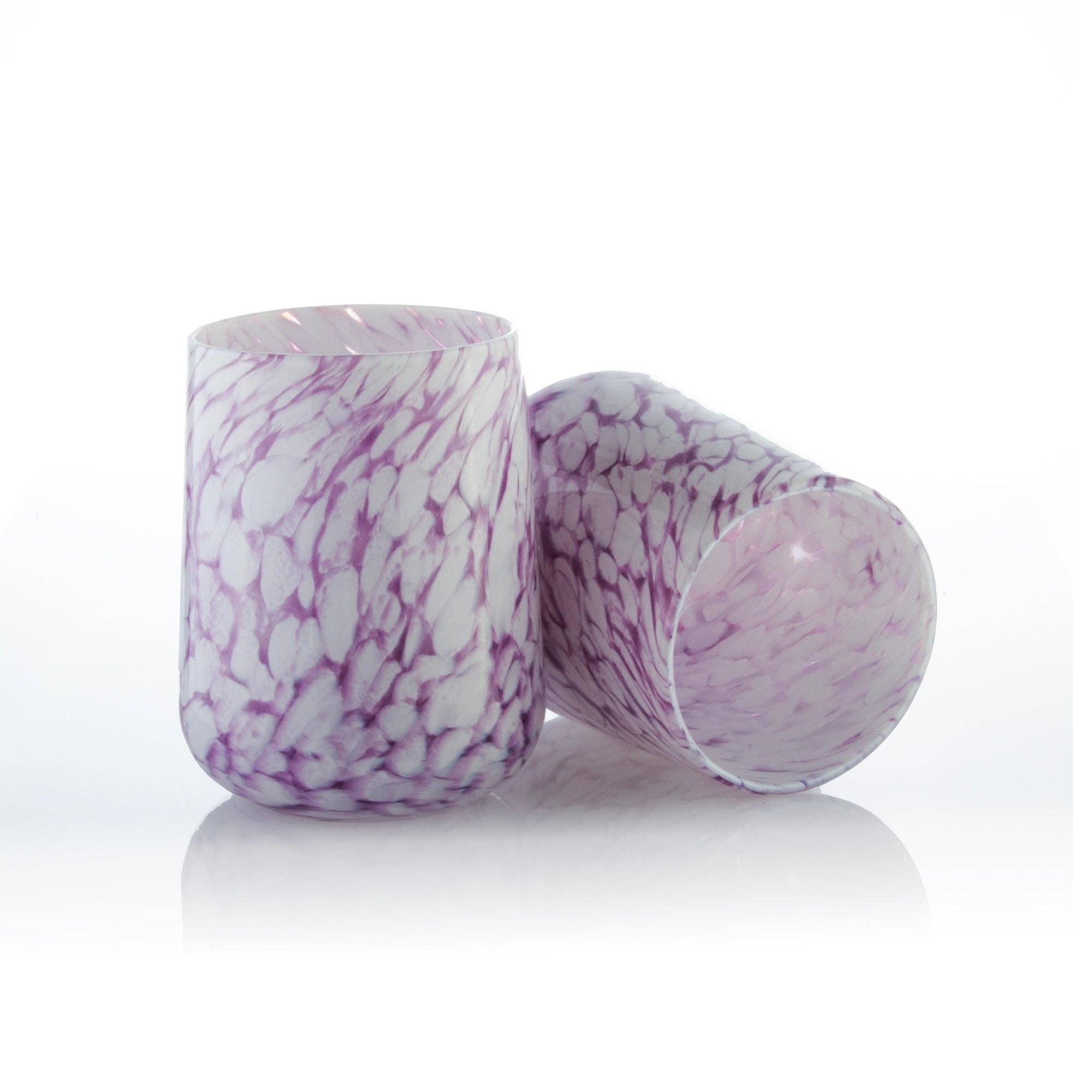 Hand Blown Stemless Wine Glass, Lavender