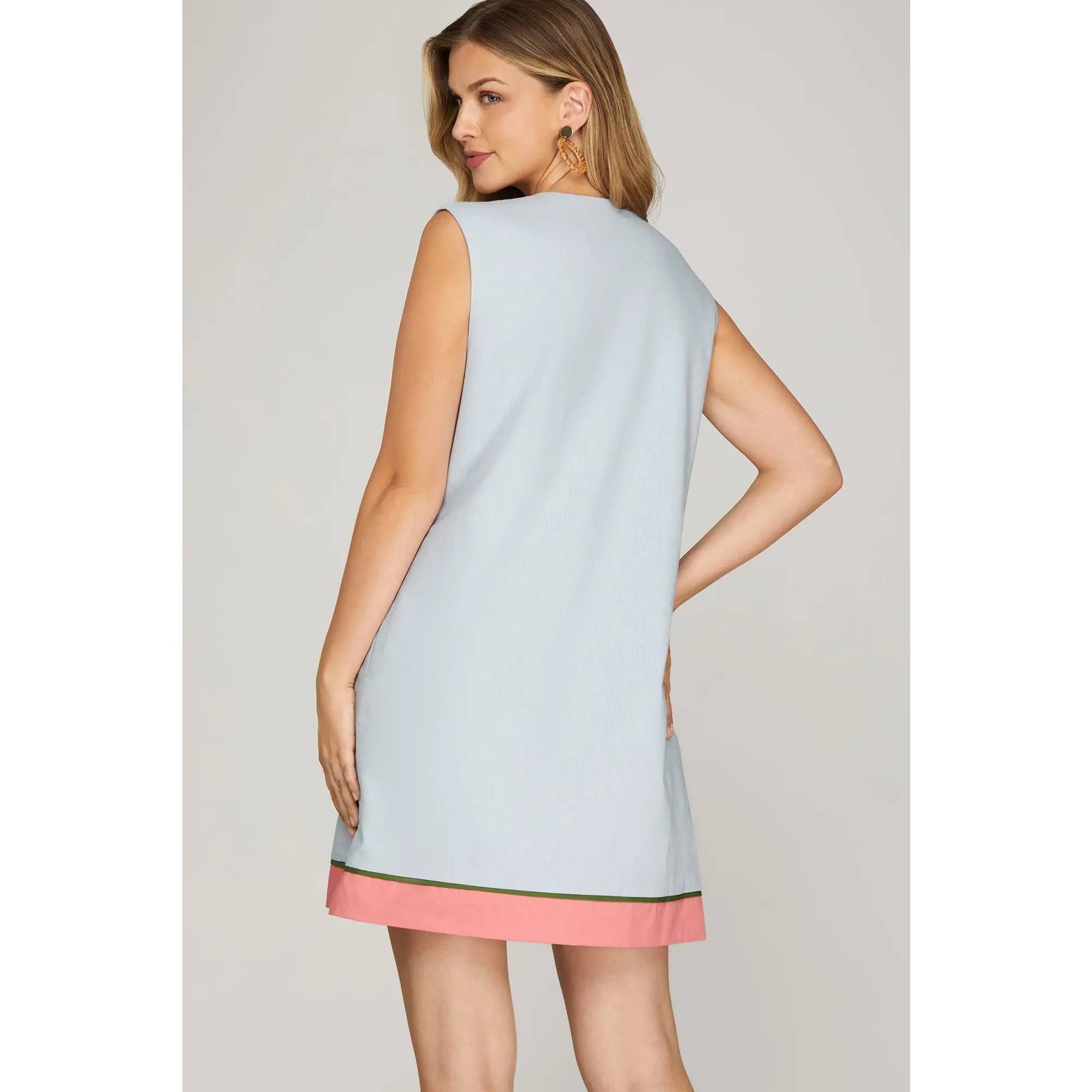 Light Blue Embroidered Mini Dress