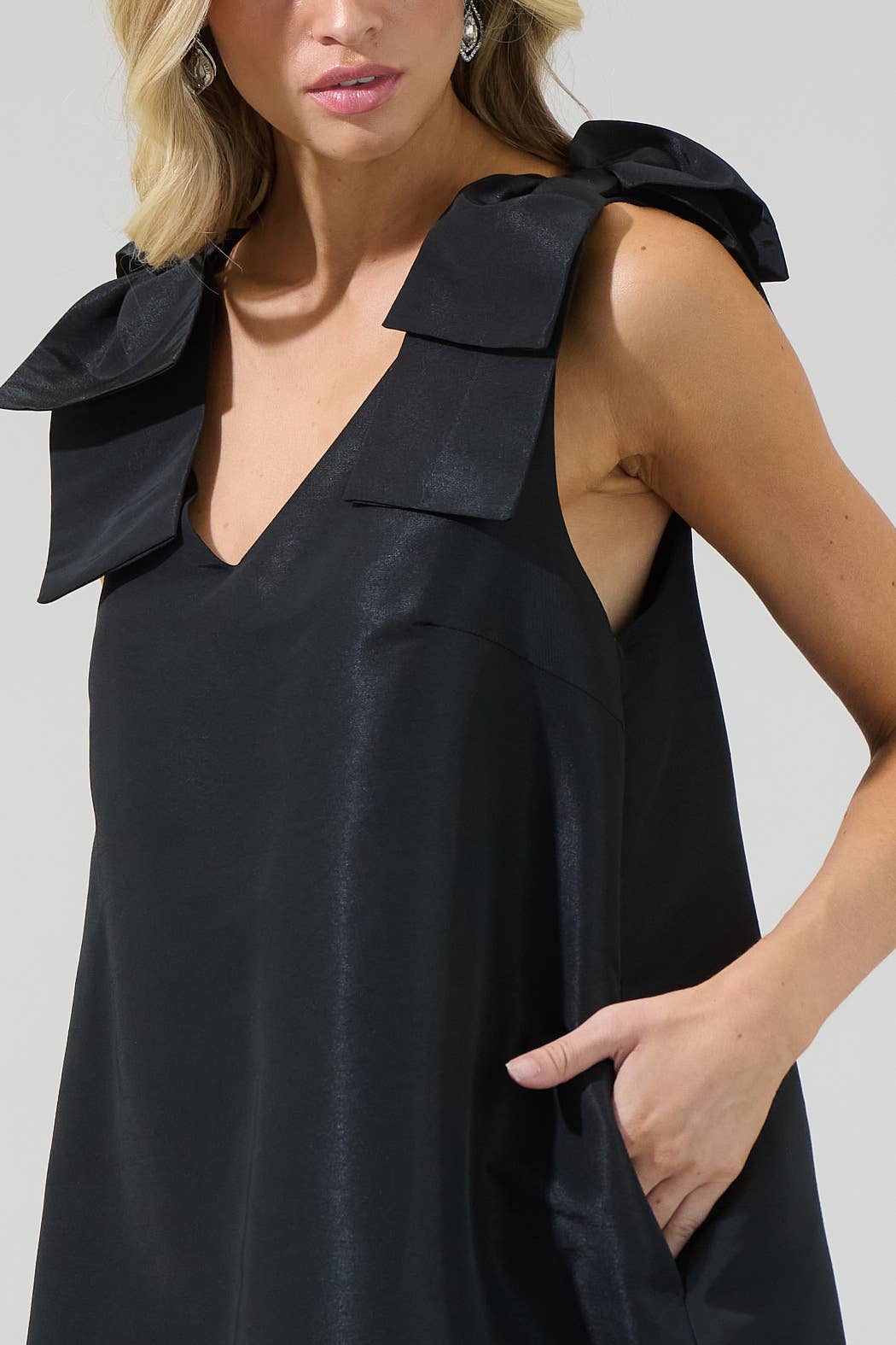 Alani Bow Trapeze Black Mini Dress