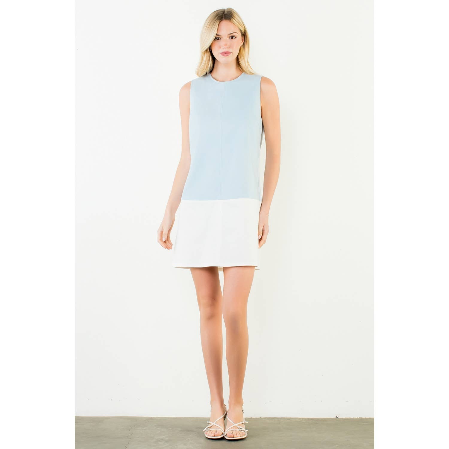 Color Block Light Blue Shift Dress