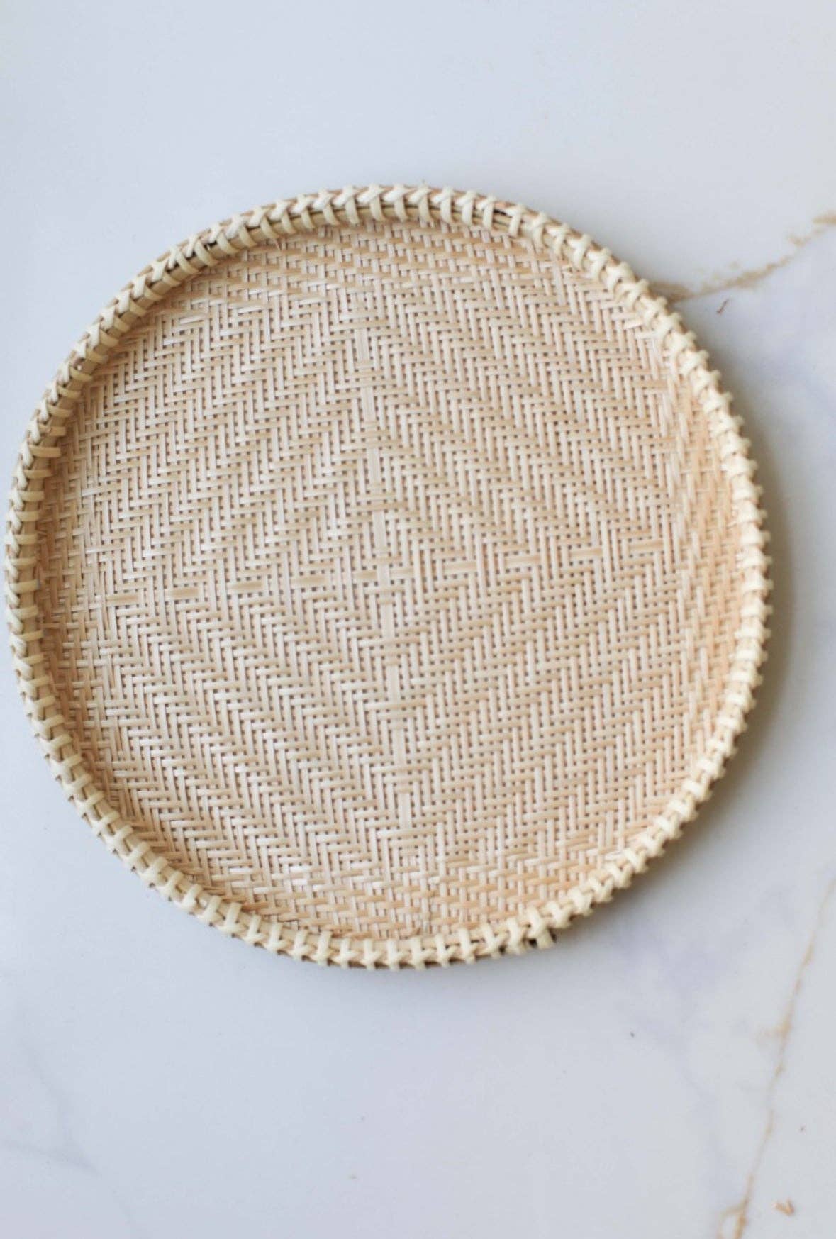Bamboo Woven Round Tray, Large