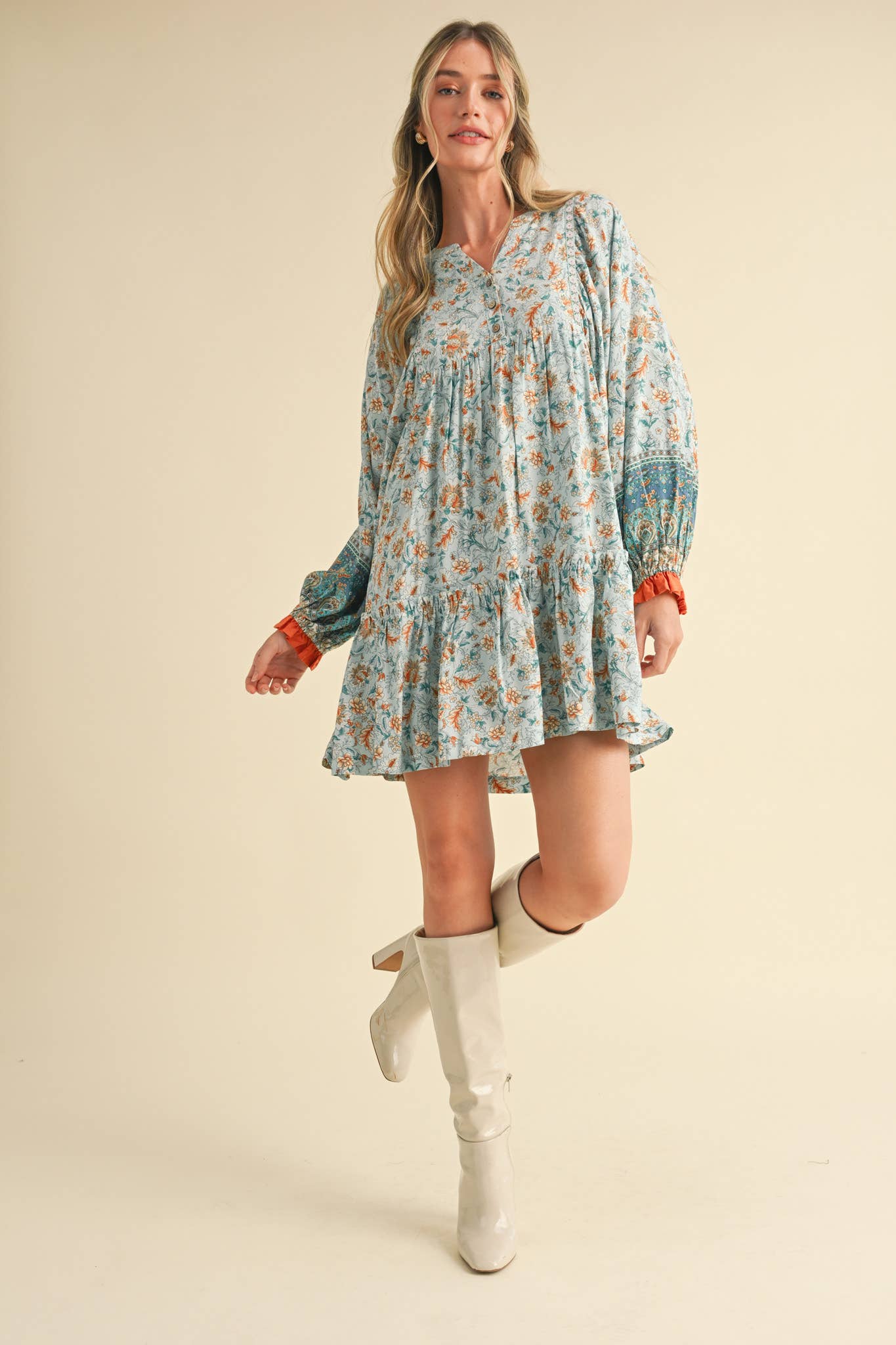 Puff Sleeve Tiered Babydoll Dress