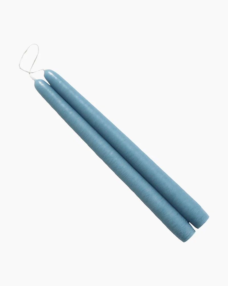 Dusty Blue Taper Candles — Set of Two