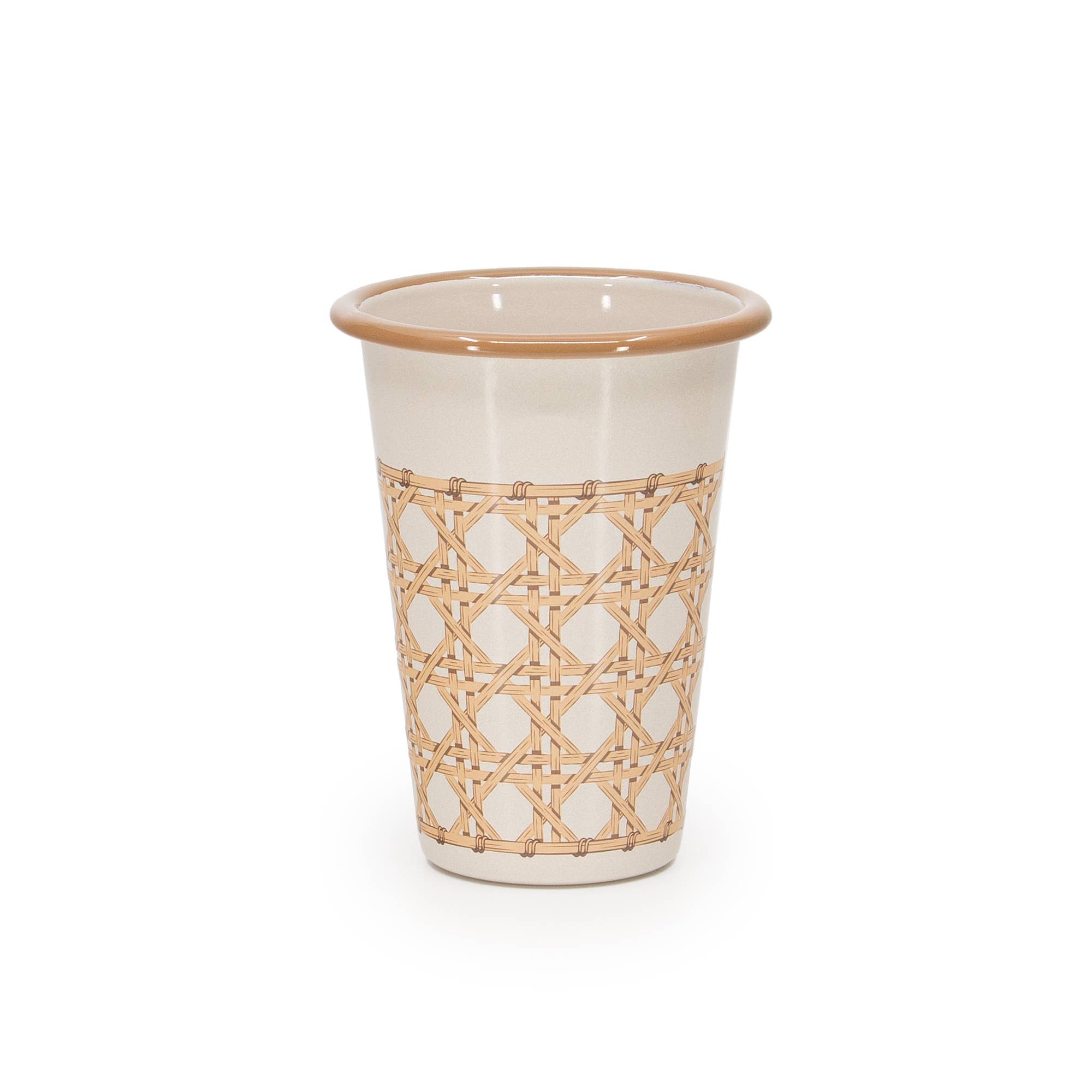 Domino x CCH Wicker Enamelware 14 oz Tumbler: Almond