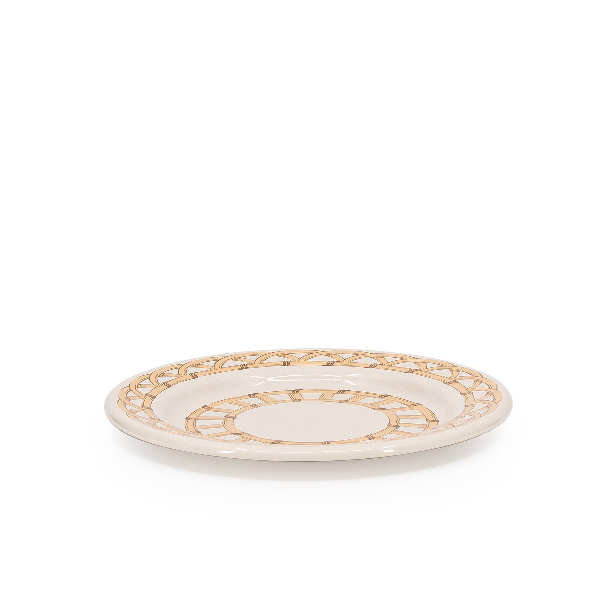 Domino x CCH Wicker Enamelware Flat Salad Plate: Almond