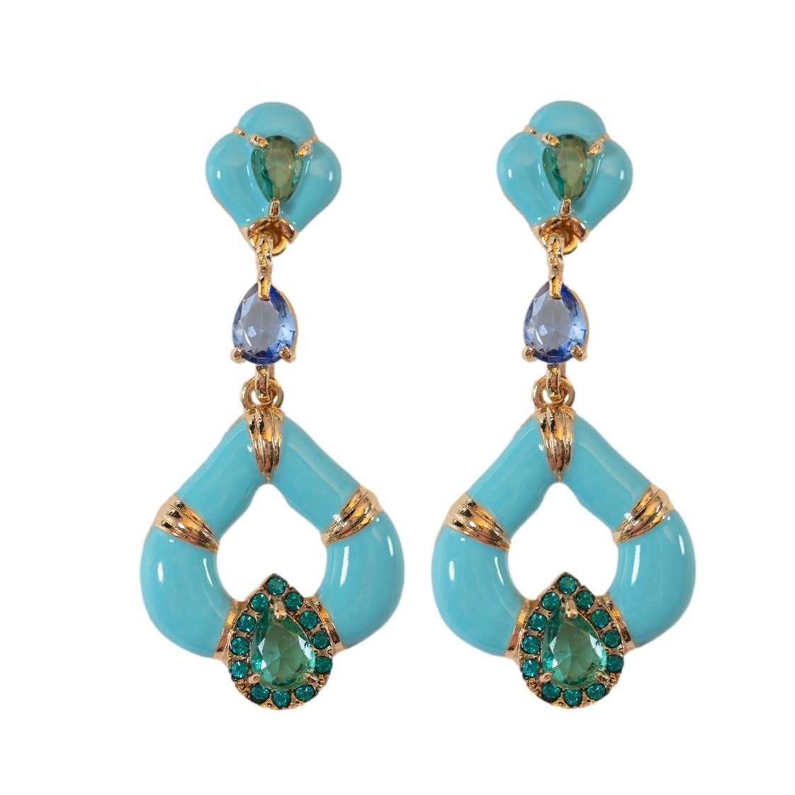 Aegean Dream Crystal Turquoise Teardrop Statement Earrings