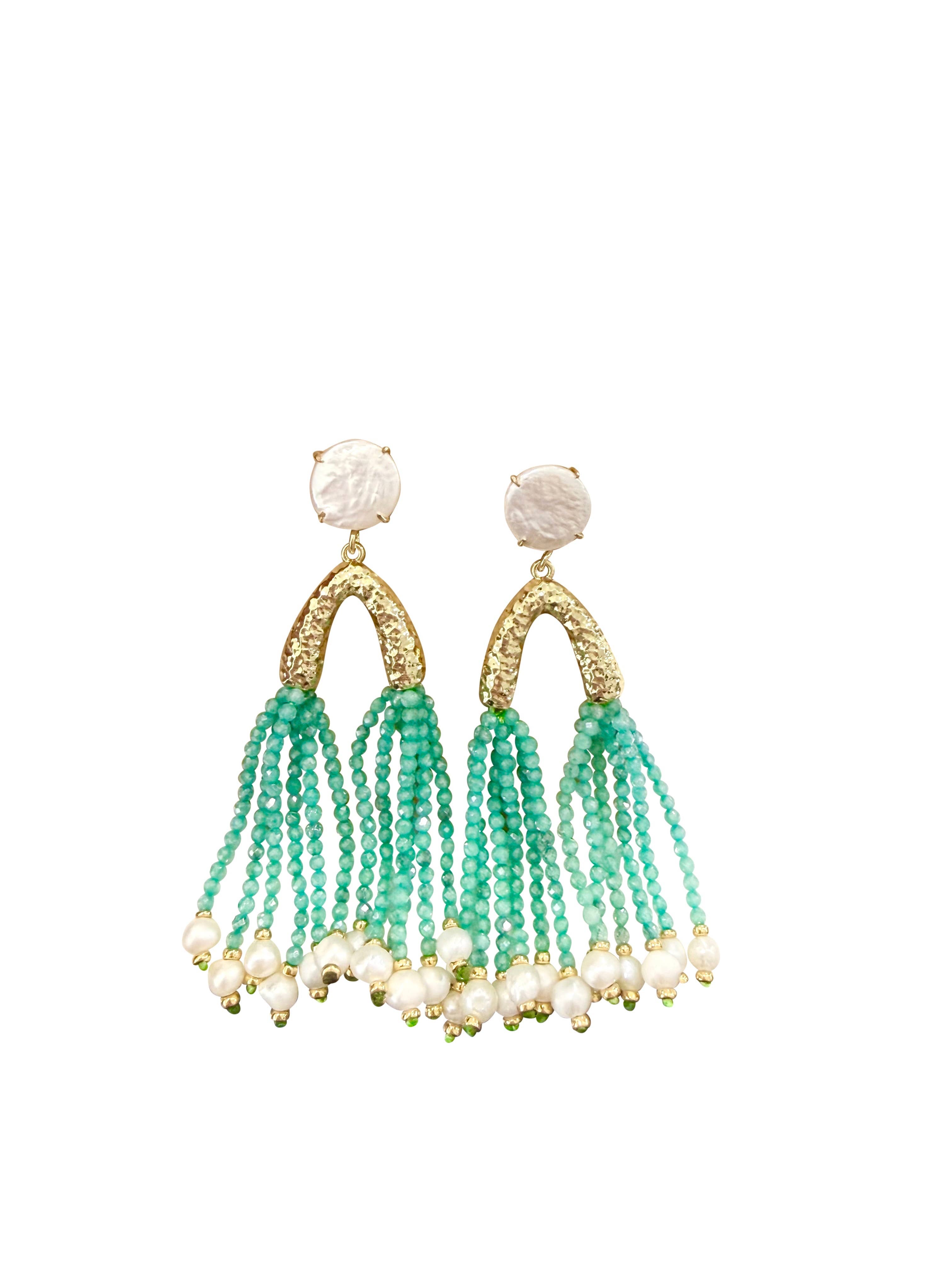Inlet Tassel Earrings- Green
