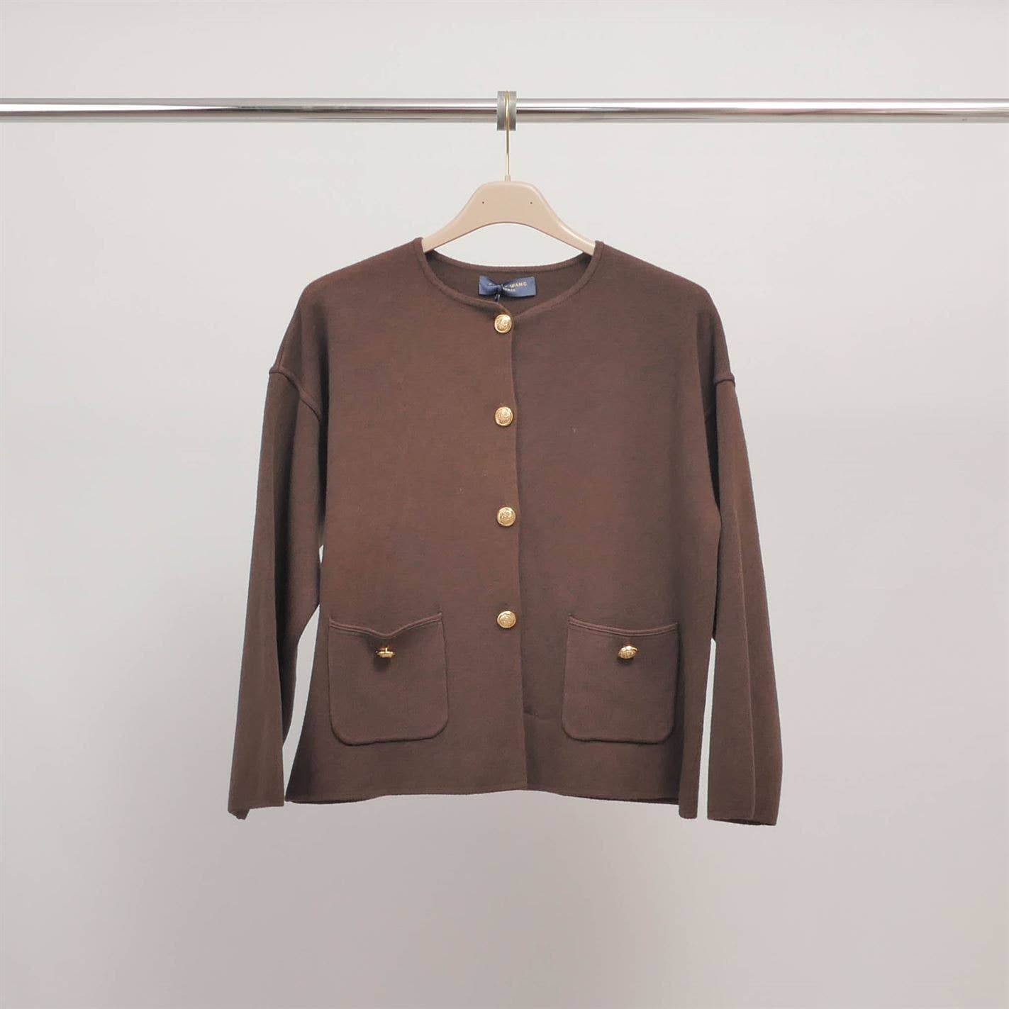 Marron Buttoned cardigan with patch pockets