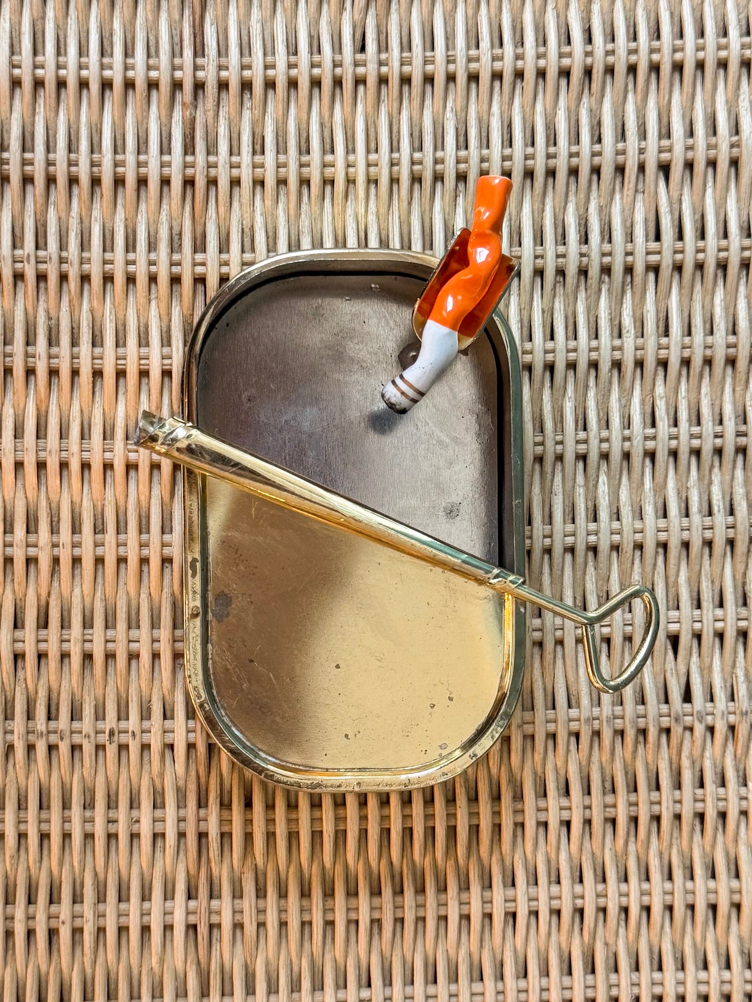 Vintage Brass Sardine Can Ashtray