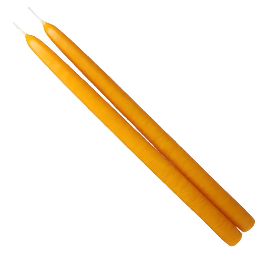 Yellow Gold Taper Candles- Set of Two